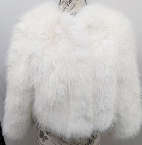 Elegant White Faux Fur Jacket